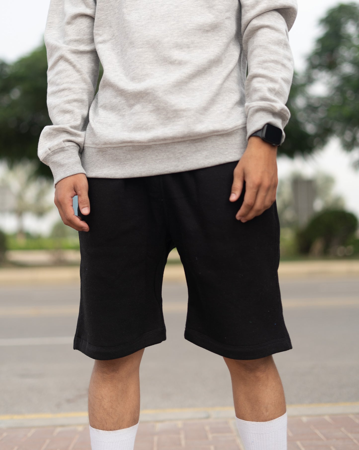 Black fleece shorts