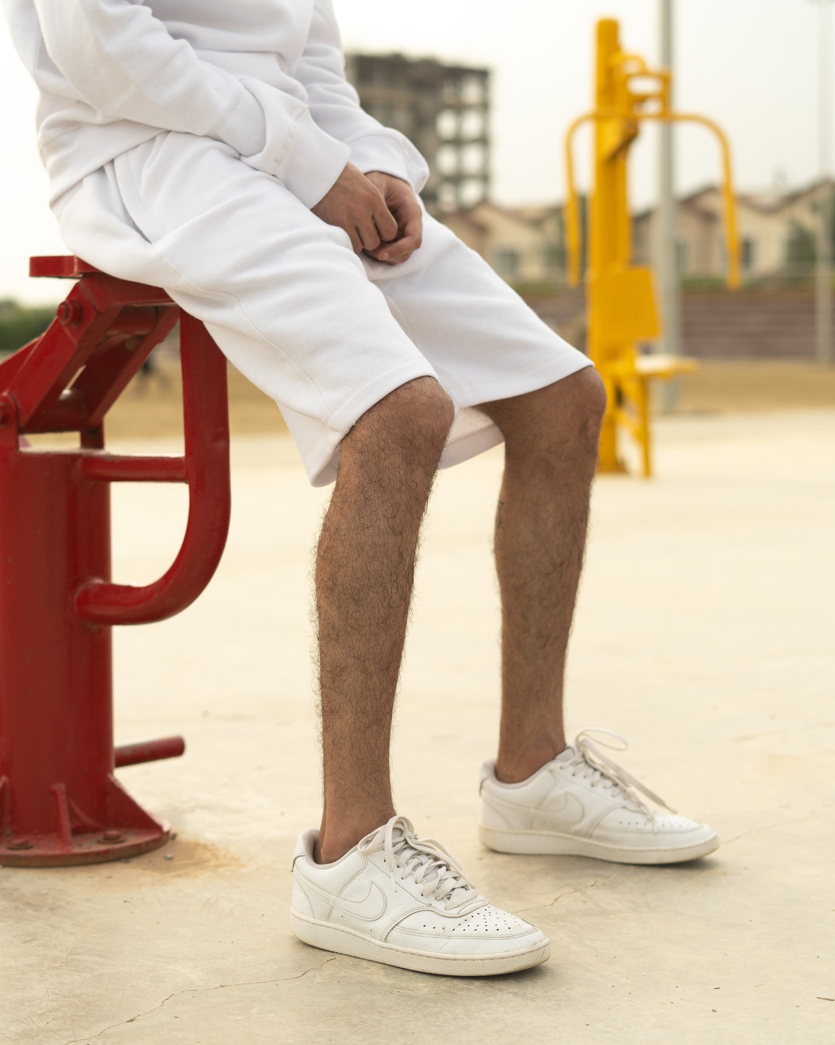 White fleece shorts